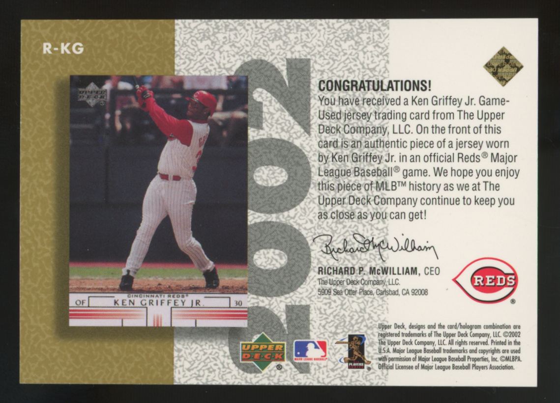 2002 Upper Deck Authentics Ken Griffey Jr. Retro Gold Patch /275 #R-KG
