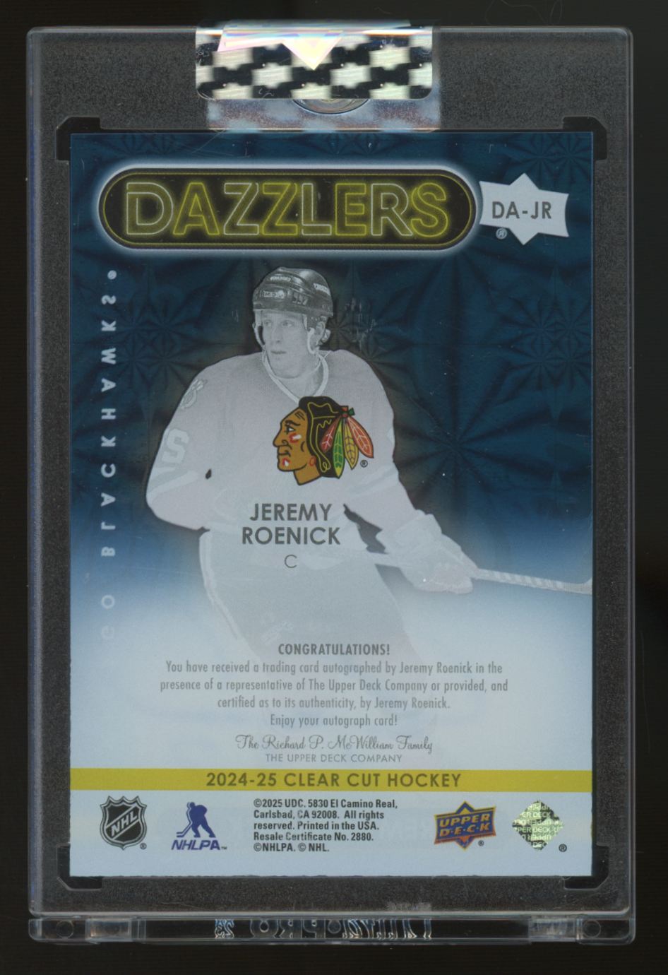 2024/25 UD Clear Cut Jeremy Roenick Dazzlers Auto Blue #DA-JR