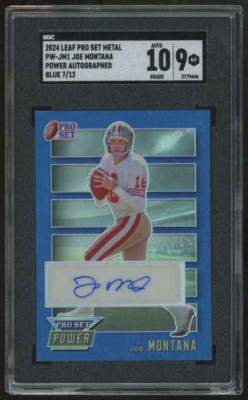 2024 Leaf Pro Set Metal Joe Montana Blue Power Auto /12 #PW-JM1 SGC 9 10 *446