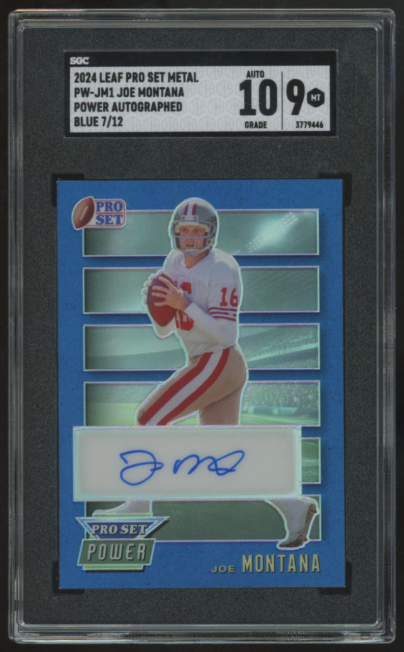 2024 Leaf Pro Set Metal Joe Montana Blue Power Auto /12 #PW-JM1 SGC 9 10 *446