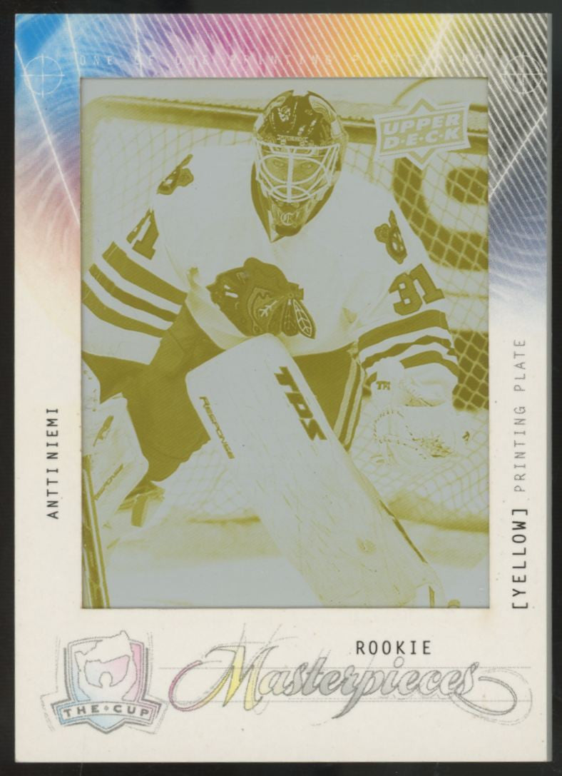 2009-10 Upper Deck The Cup Antti Niemi RC Masterpieces Yellow Printing Plate 1/1