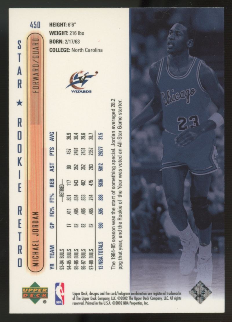 2001-02 Upper Deck Michael Jordan Star Rookie Retro #450