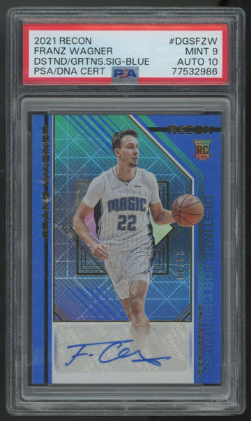 2021-22 Recon Franz Wagner RC Blue Destined For Greatness Auto /49 PSA 9 10