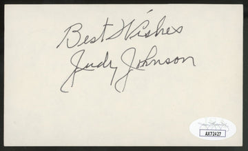 Judy Johnson Signed Autographed Index Card JSA Authentic