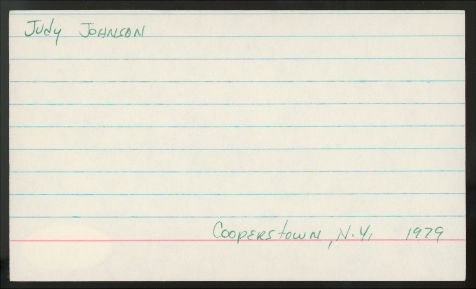 Judy Johnson Signed Autographed Index Card JSA Authentic