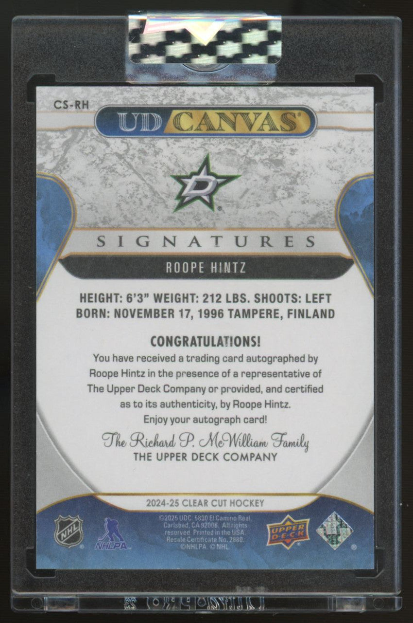 2024/25 UD Clear Cut Roope Hintz UD Canvas Auto #CS-RH