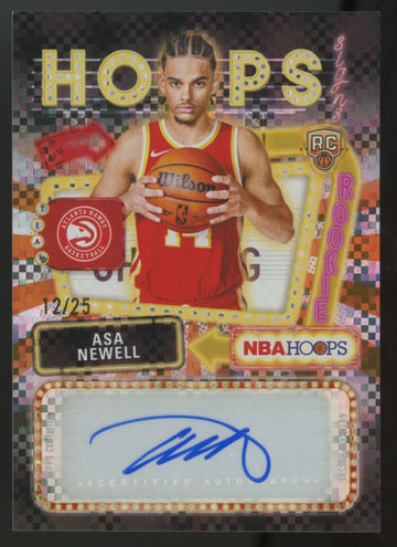 2025-26 Topps NBA Hoops Asa Newell RC First Signs Light Burst Orange Auto /25