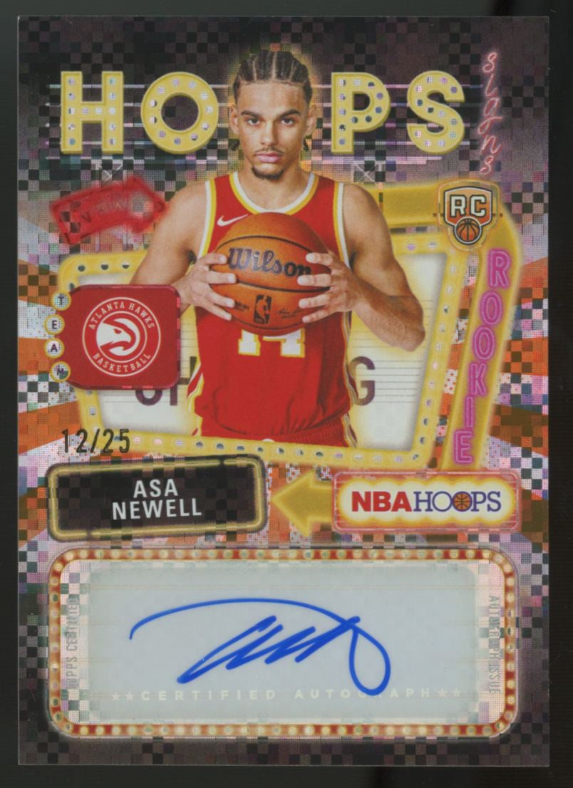 2025-26 Topps NBA Hoops Asa Newell RC First Signs Light Burst Orange Auto /25