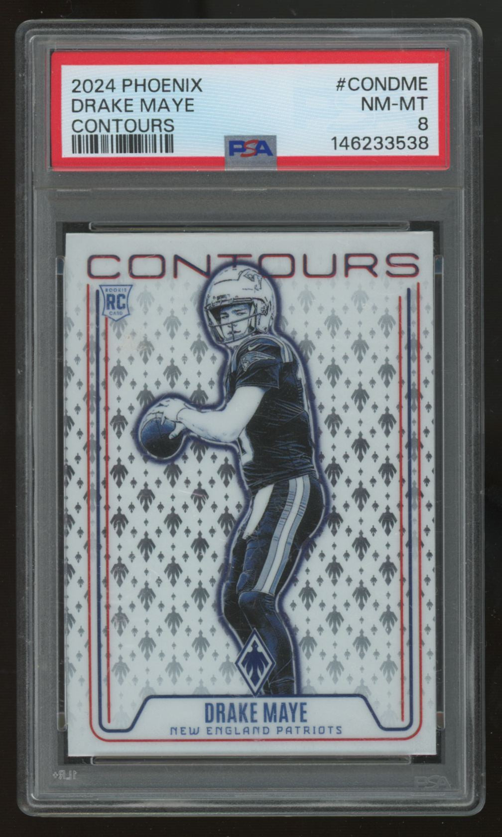 2024 Panini Phoenix Drake Maye RC Contours #CON-DME PSA 8
