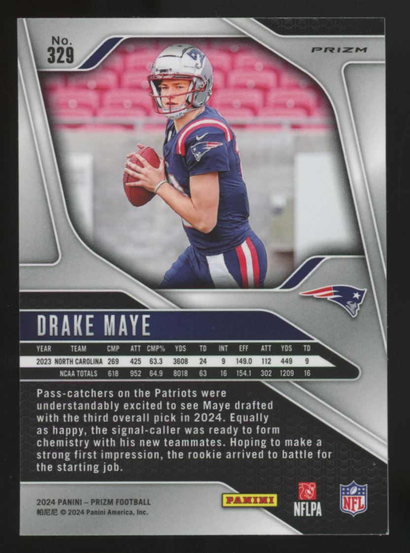 2024 Panini Prizm Drake Maye RC Red/White & Blue #329