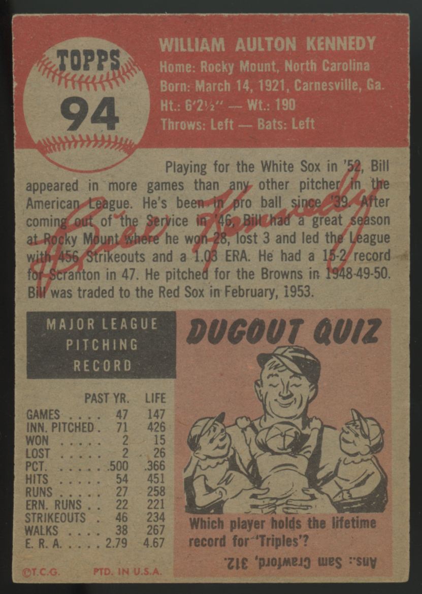 1953 Topps William Kennedy #94 EX/MT