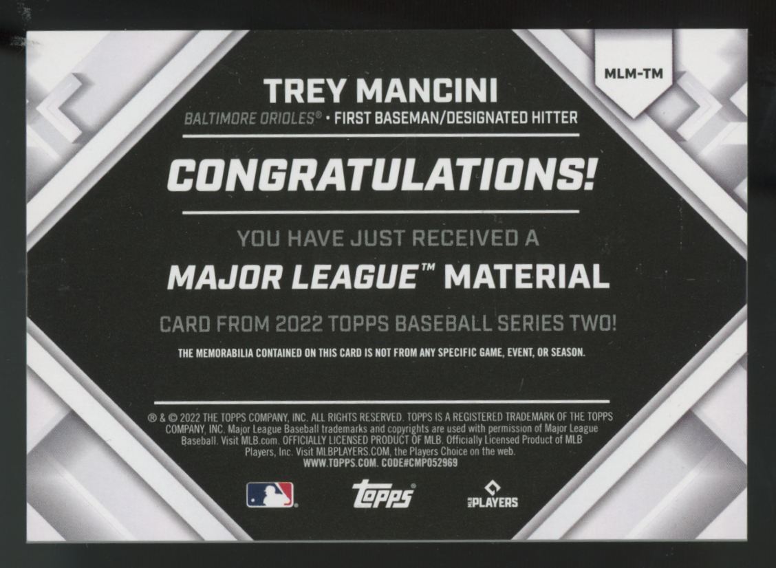 2022 Topps Series Two Trey Mancini Red Major League Materials Patch /25 #MLM-TM