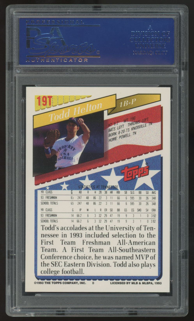 1993 Topps Traded Todd Helton RC Team USA #19T PSA 9