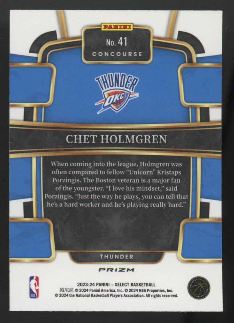 2023-24 Panini Select Chet Holmgren Concourse Tiger Prizm SSP #41