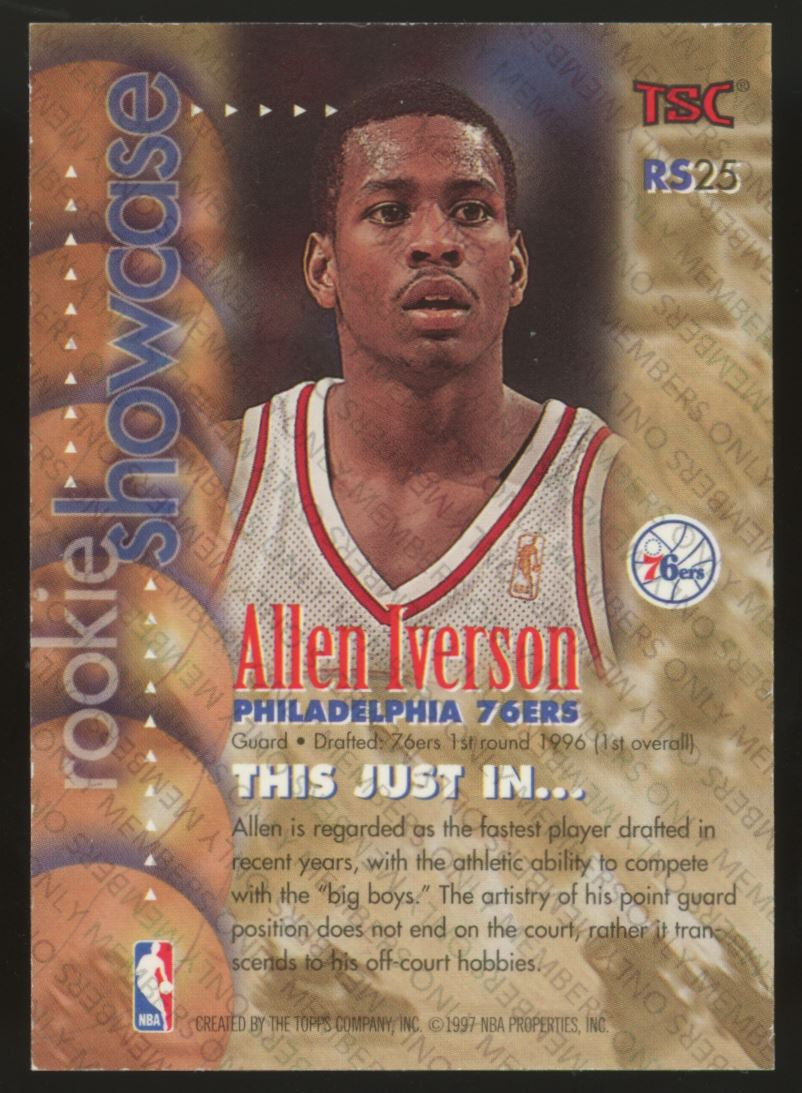 1996-97 Stadium Club Members Only Allen Iverson Rookie Showcase RC #RS25