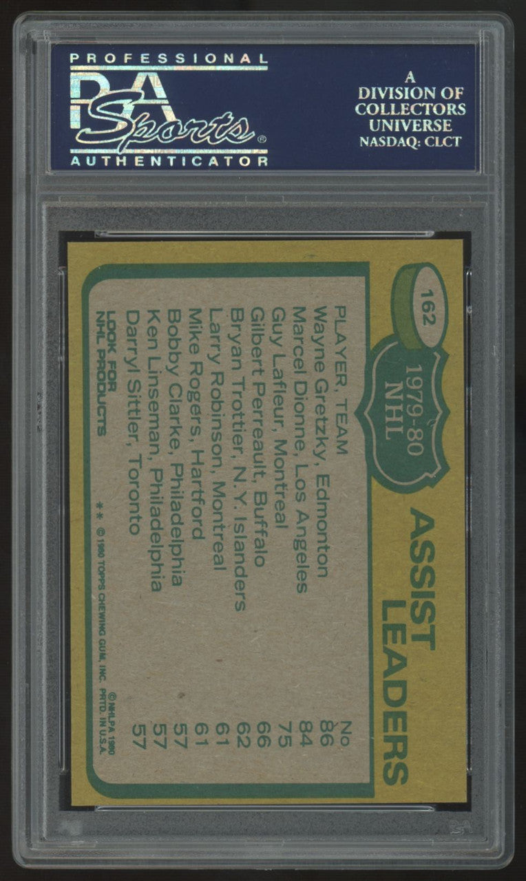1980-81 Topps Gretzky/Dionne/LaFleur Assists Leaders #162 PSA 8