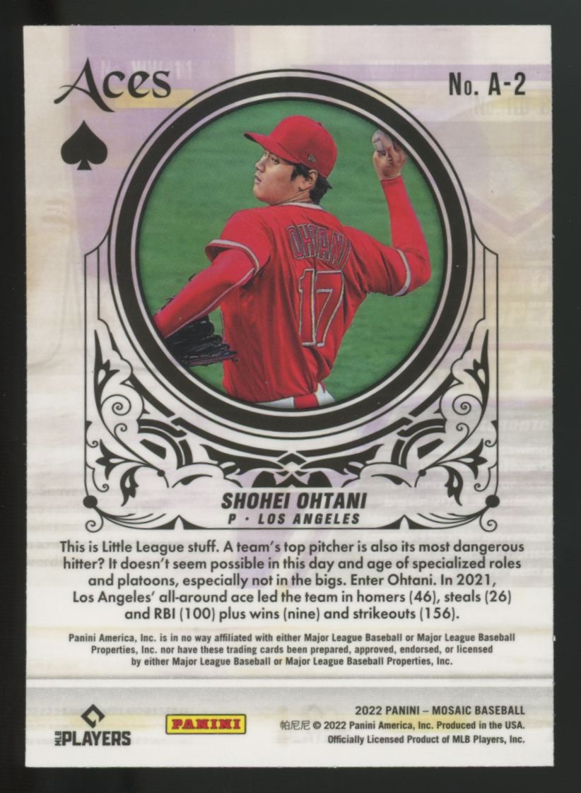 2022 Panini Mosaic Shohei Ohtani Aces #A-2 *Printing Error On Back*