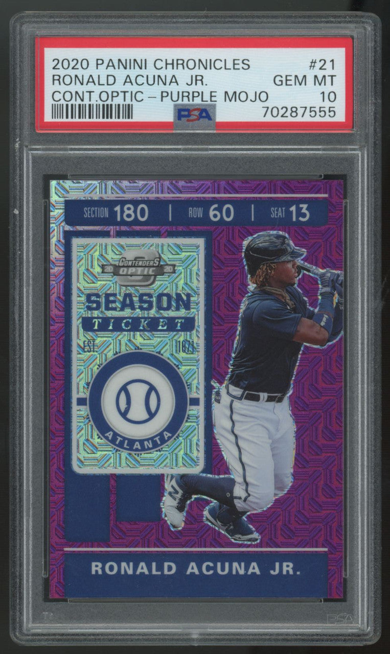 2020 Chronicles Contenders Optic Ronald Acuna Jr. Purple Mojo /75 PSA 10