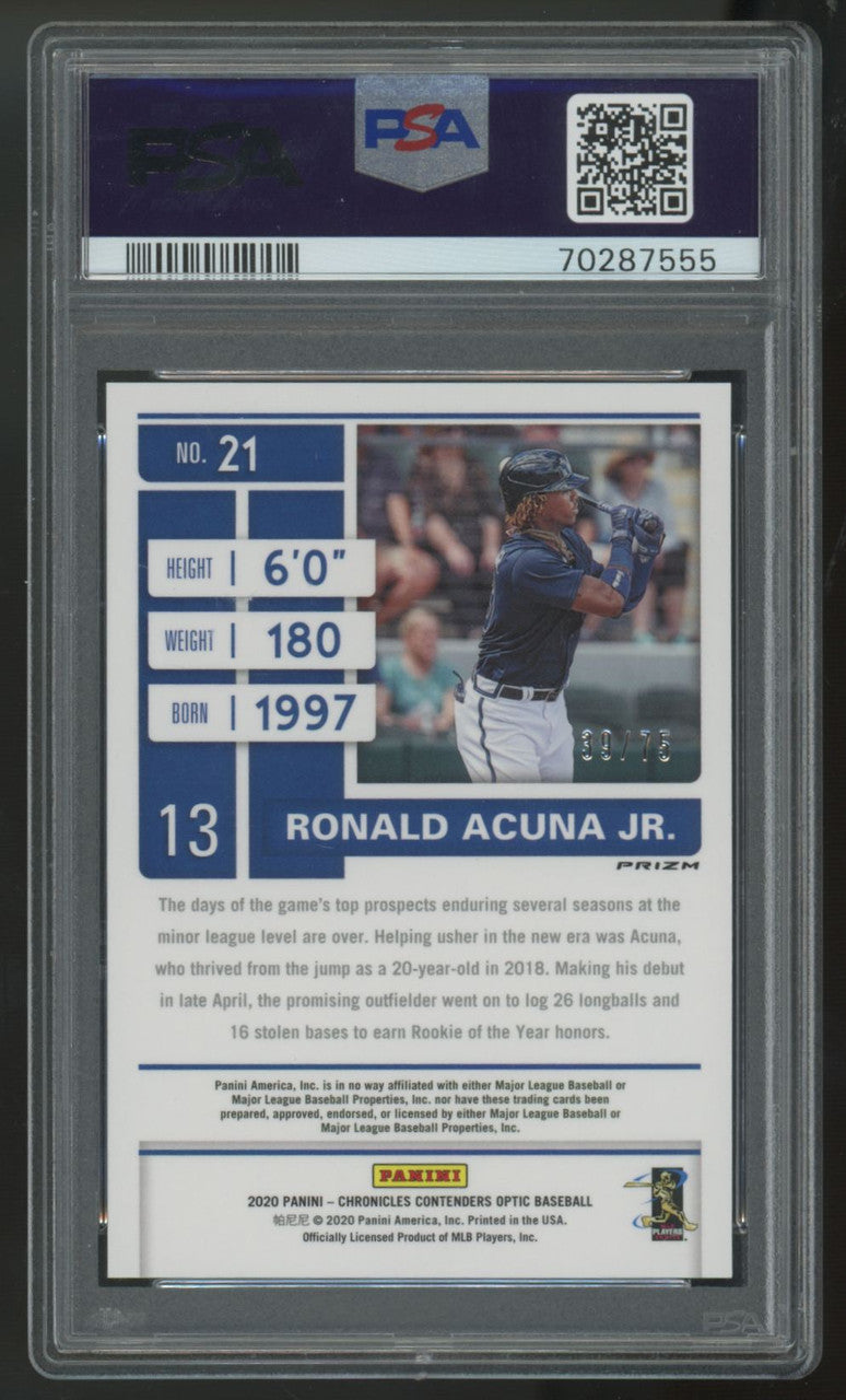 2020 Chronicles Contenders Optic Ronald Acuna Jr. Purple Mojo /75 PSA 10
