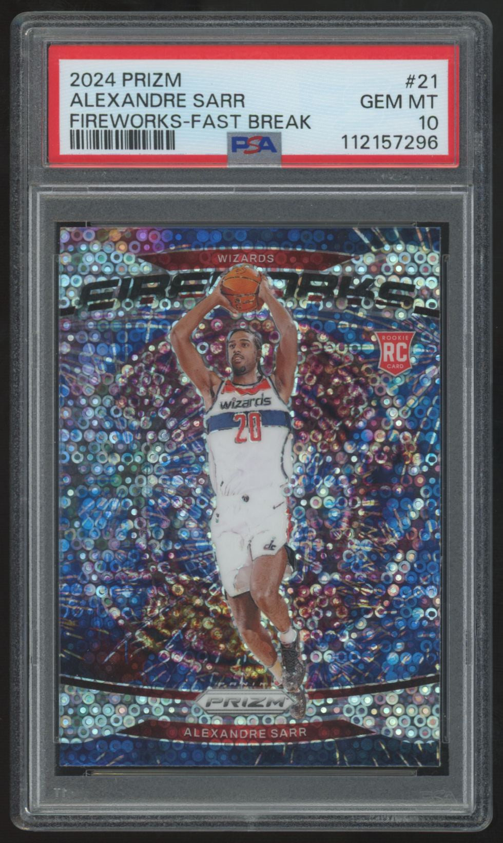 2024-25 Panini Prizm Alexandre Sarr RC Fireworks Fast Break #21 PSA 10