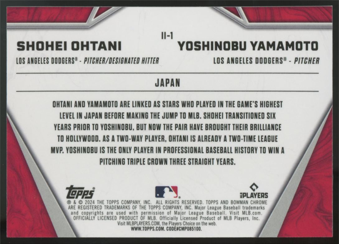 2024 Bowman Chrome Ohtani/Yamamoto International Impact #II-1 "A"