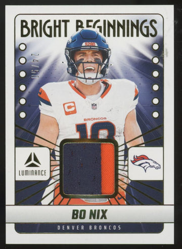 2025 Panini Luminance Bo Nix Gold Bright Beginnings Patch /50 #BB-BNX