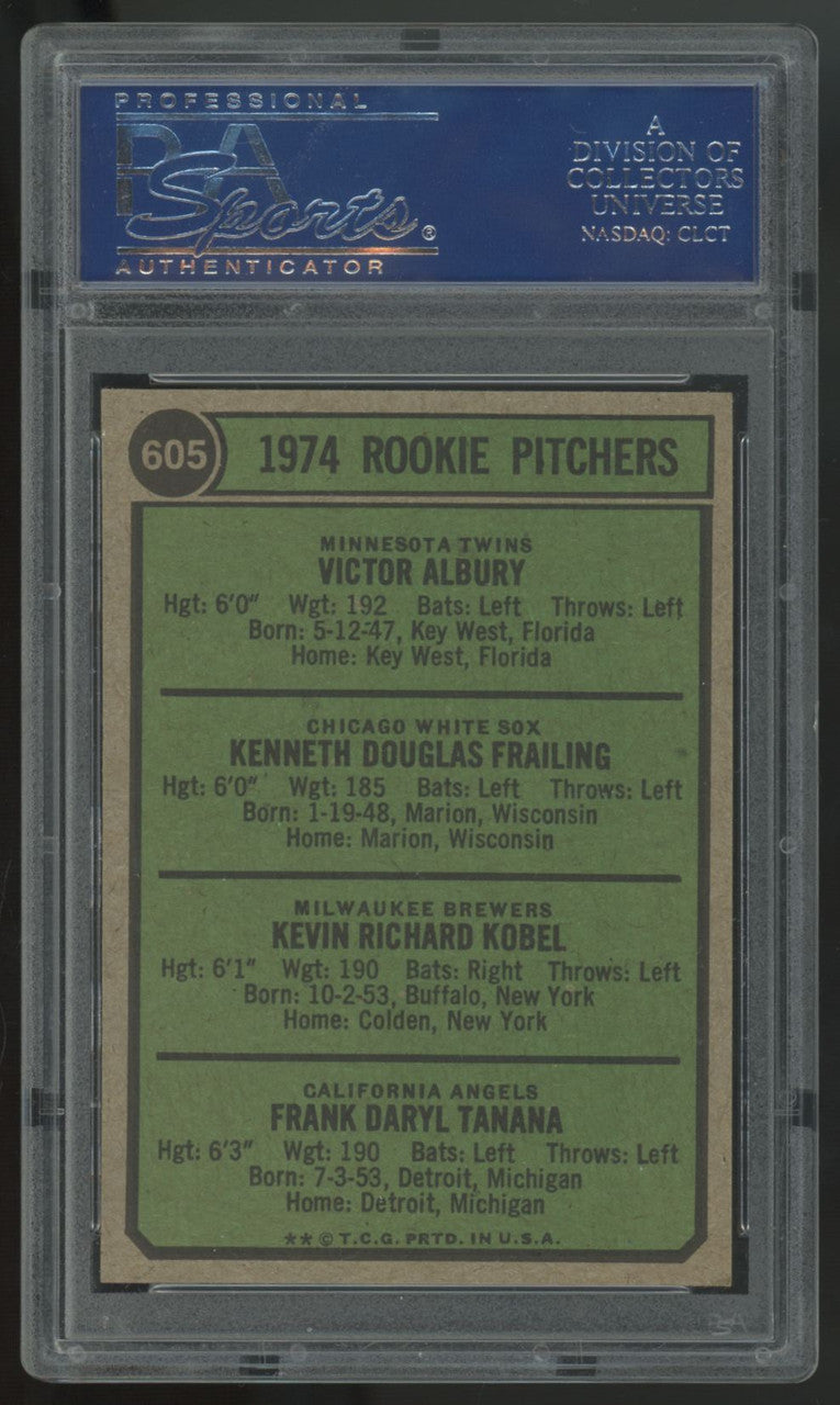 1974 Topps Albury/Frailing/Kobel/Tanana RC Rookie Pitchers #605 PSA 8