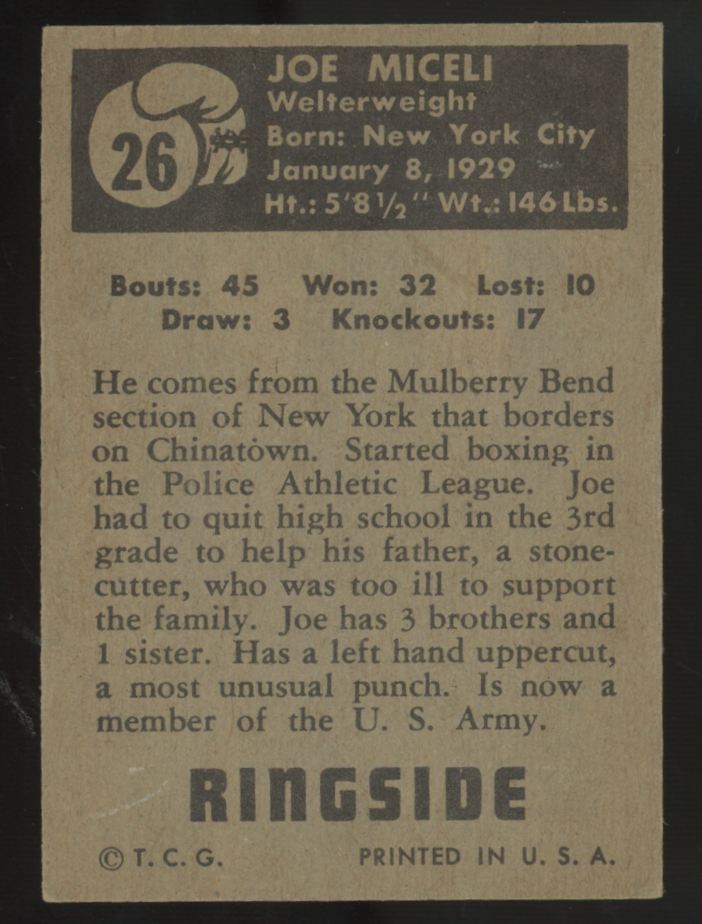 1951 Topps Ringside Joe Miceli #26 VG-EX