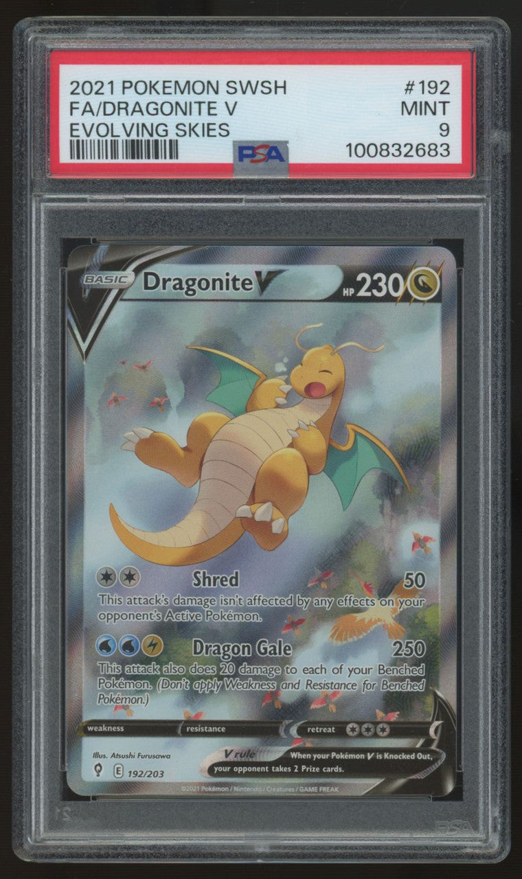 2021 Pokemon Dragonite V Evolving Skies Full Art #192 PSA 9
