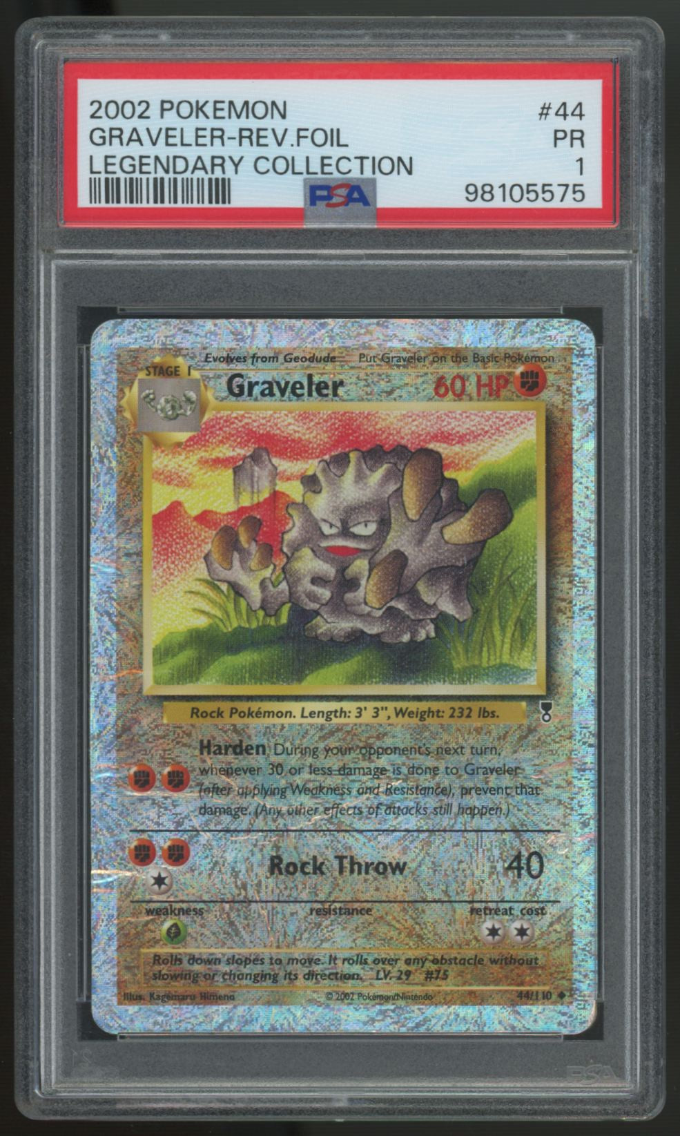 2002 Pokemon Graveler Legendary Collection Reverse Holo #44 PSA 1