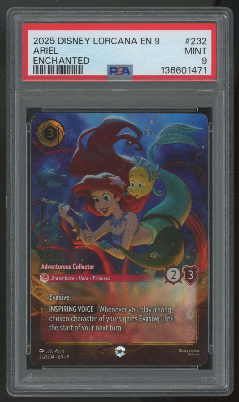 2025 Lorcana Ariel Fabled Enchanted #232 PSA 9