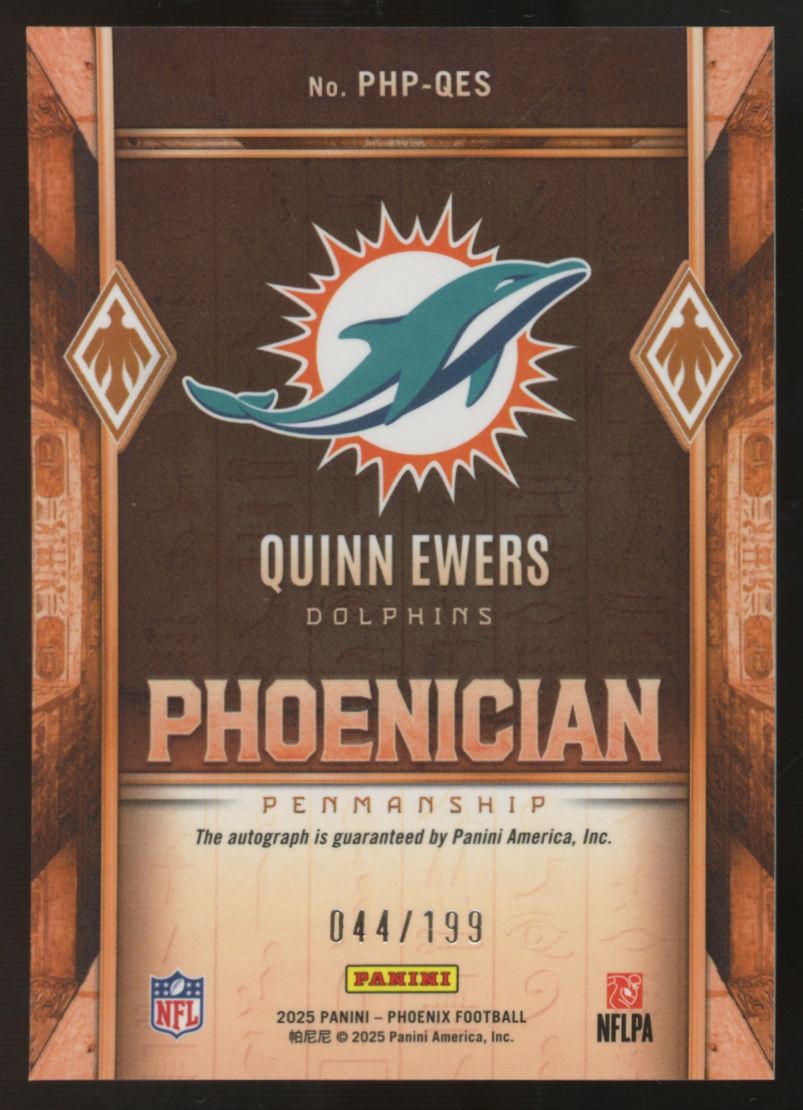 2025 Panini Phoenix Quinn Ewers RC Phoenician Auto Hyper /199 #PHP-QES