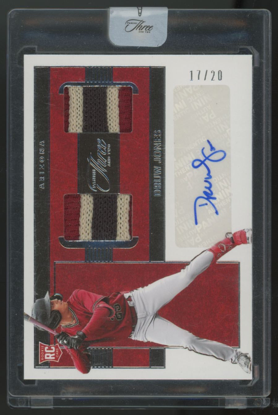 2023 Panini Three & Two Druw Jones RC Dual Patch Auto RPA /20 #DJA-DJ