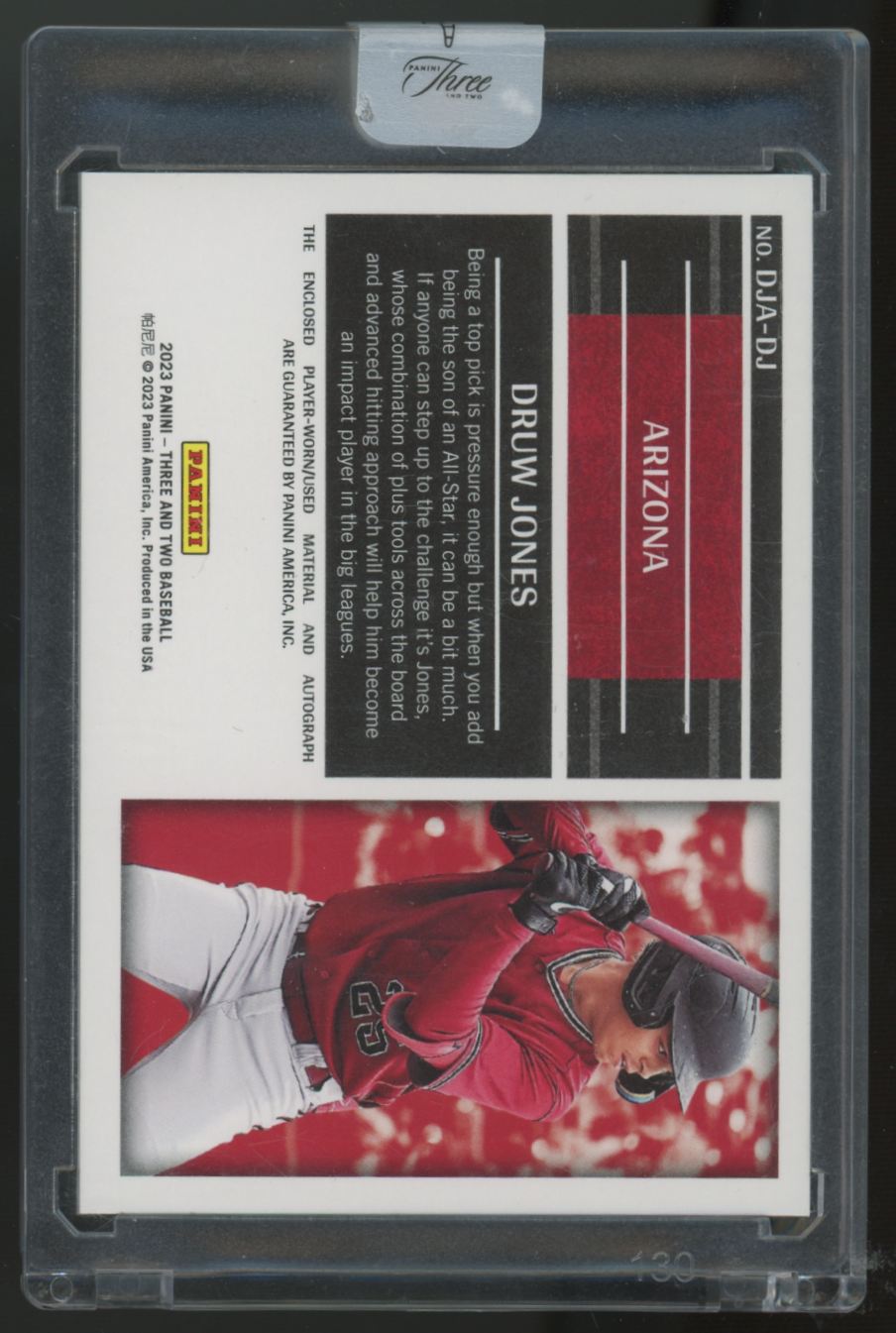 2023 Panini Three & Two Druw Jones RC Dual Patch Auto RPA /20 #DJA-DJ