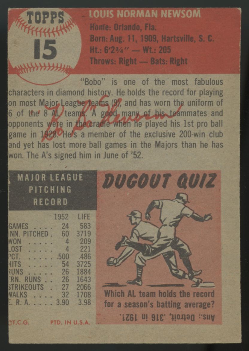 1953 Topps Bobo Newsome #15 EX+
