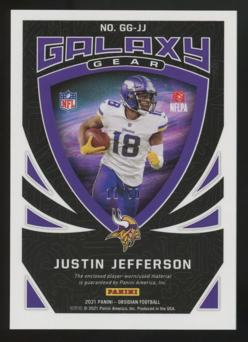 2021 Panini Obsidian Justin Jefferson Green Galaxy Gear Patch /50 #GG-JJ