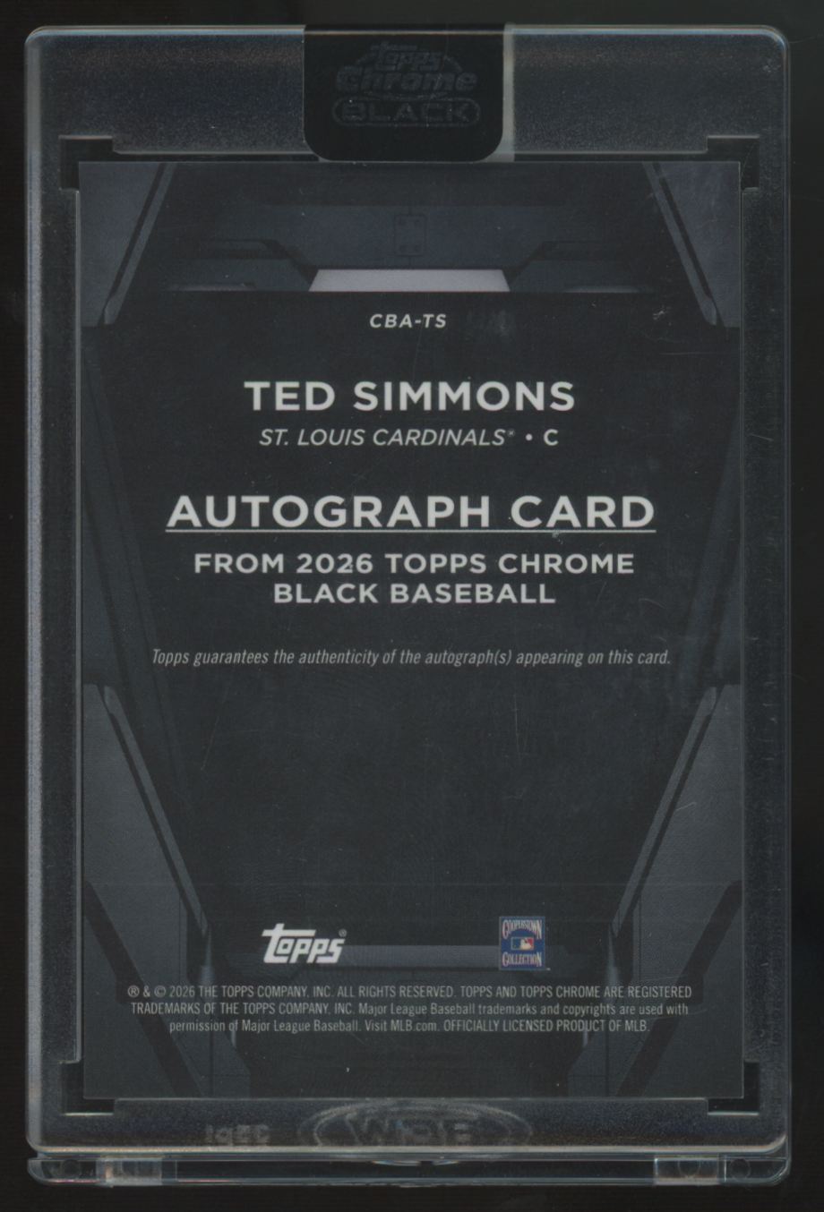 2026 Topps Chrome Black Ted Simmons Auto #CBA-TS