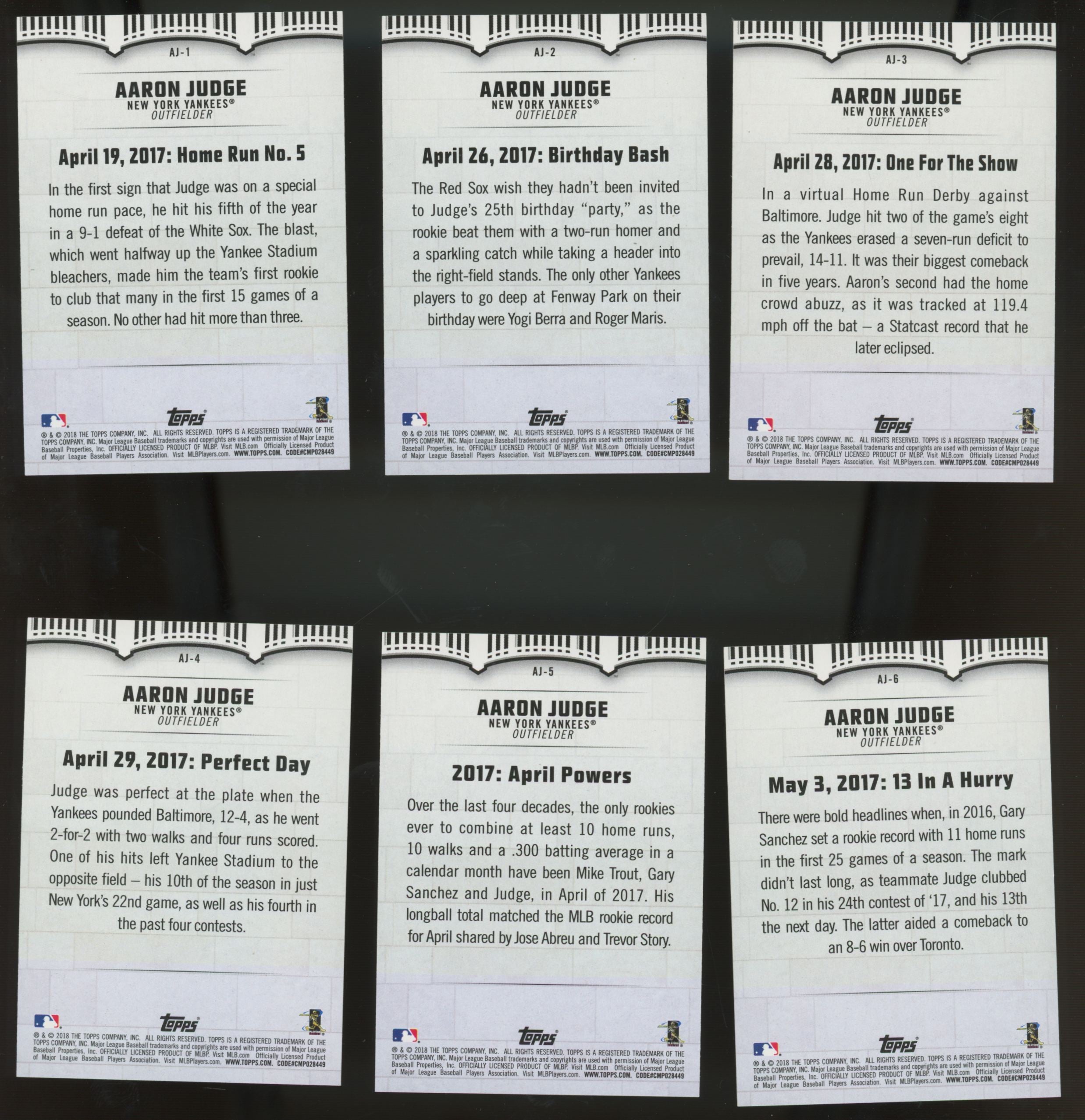 2019 Topps Aaron Judge Highlights Target Complete Set (30/30)