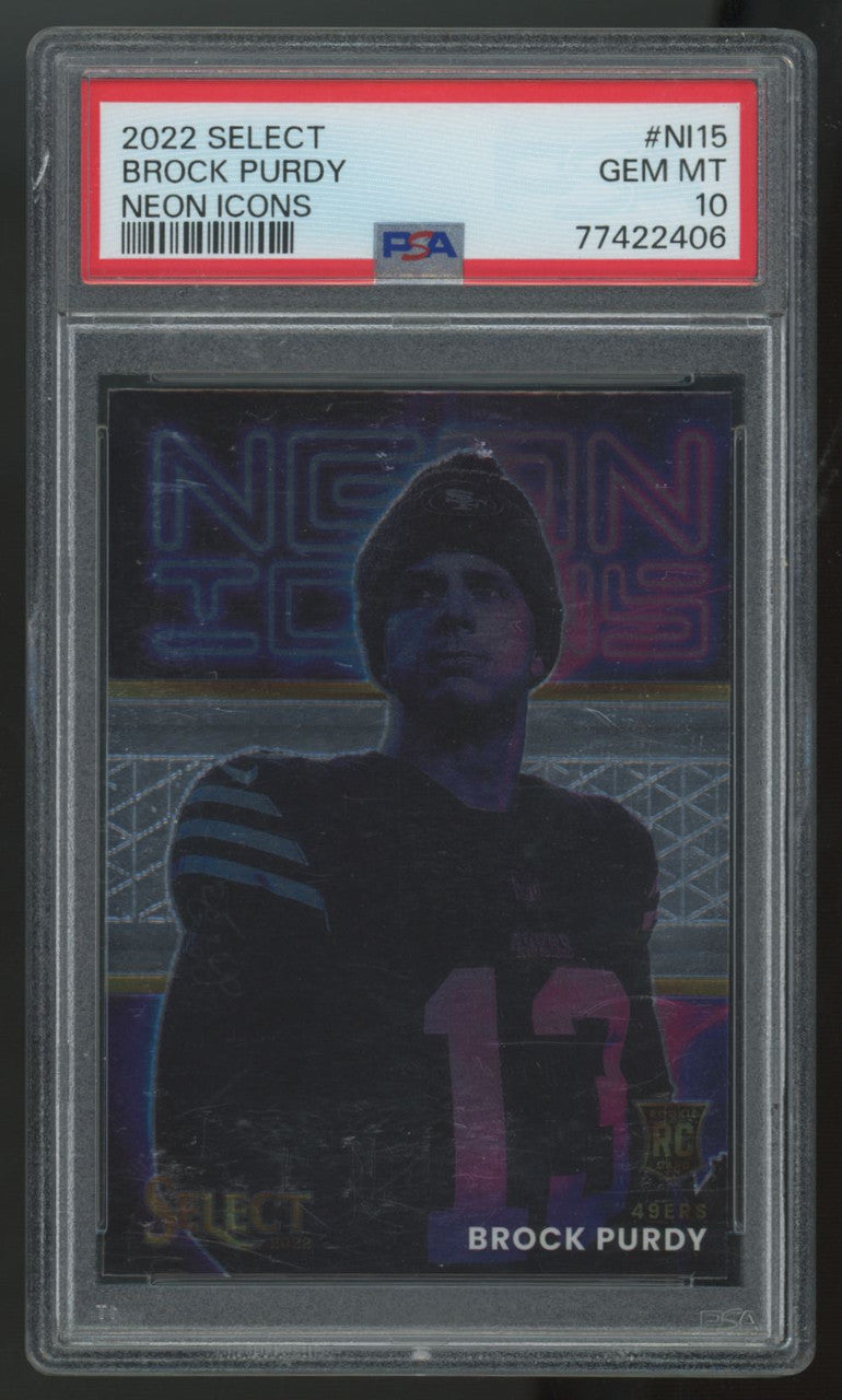 2022 Panini Select Brock Purdy RC Neon Icons #NI-15 PSA 10