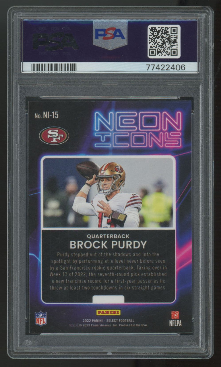 2022 Panini Select Brock Purdy RC Neon Icons #NI-15 PSA 10