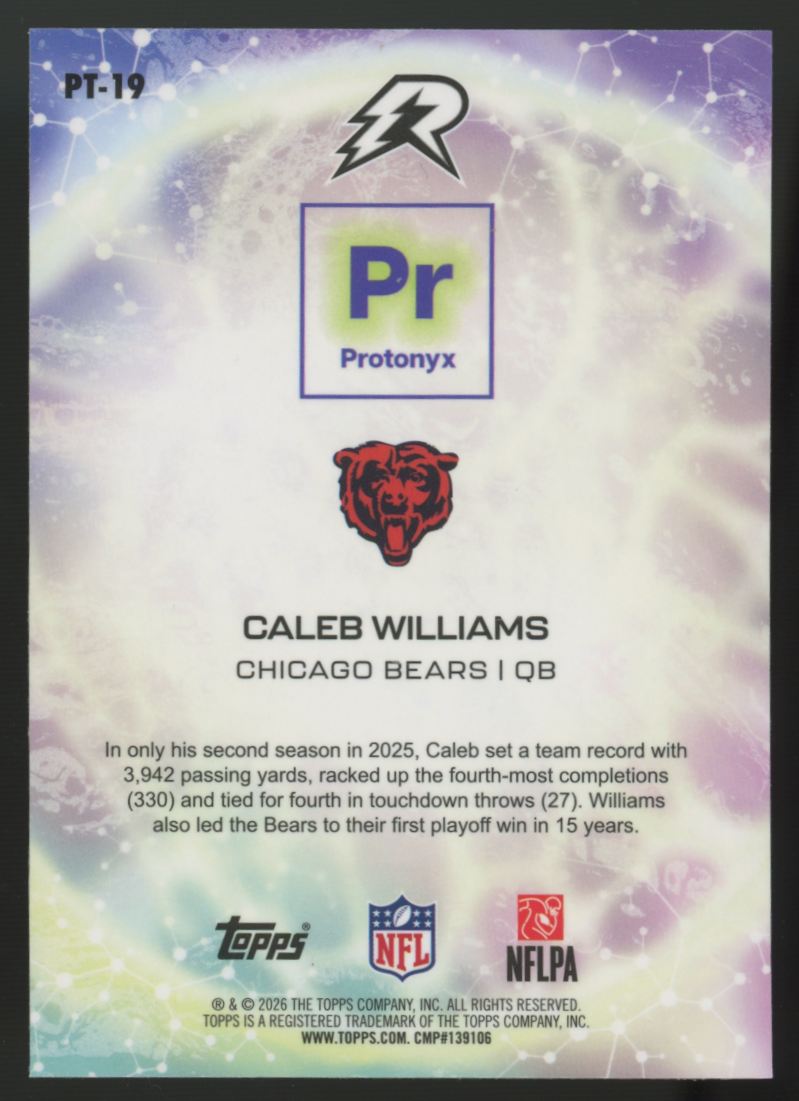 2025 Topps Resurgence Caleb Williams Aqua Surge Protonyx /250 #PT-19