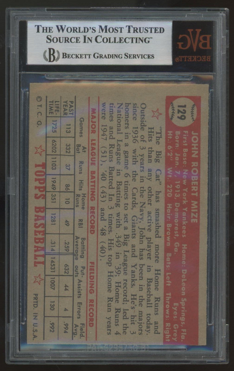 1952 Topps Johnny Mize #129 BVG 7