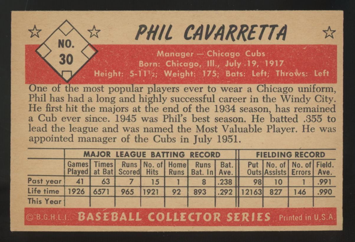 1953 Bowman Color Phil Cavarretta #30 EX