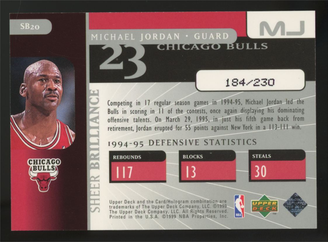1998-99 Upper Deck Black Diamond Michael Jordan Sheer Brilliance /230 #SB20