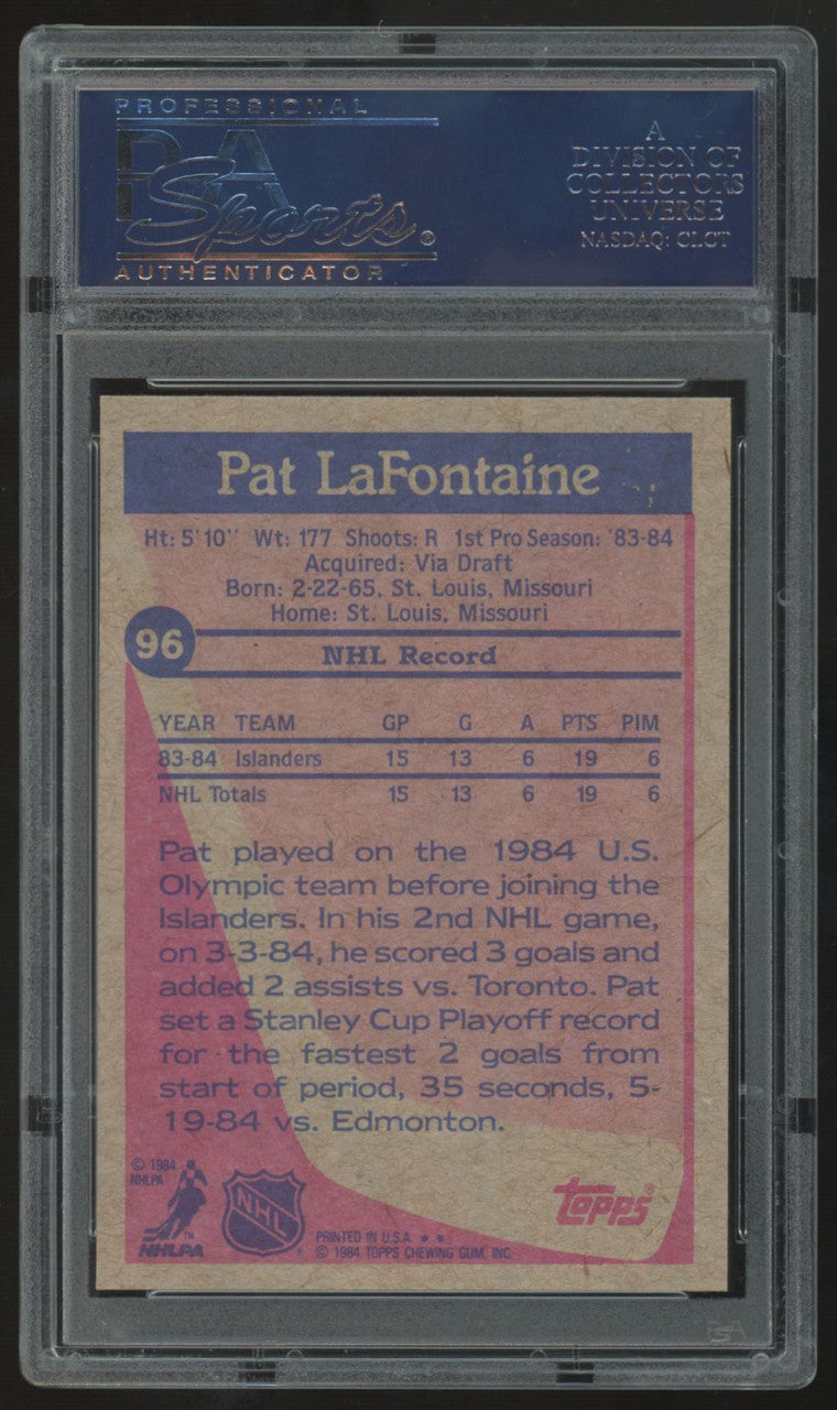 1984-85 Topps Pat LaFontaine RC #96 PSA 8