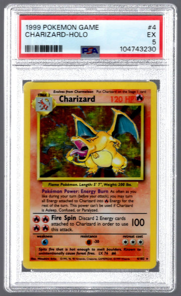 1999 Pokemon Charizard Base Set Unlimited Holo #4 PSA 5 (C)