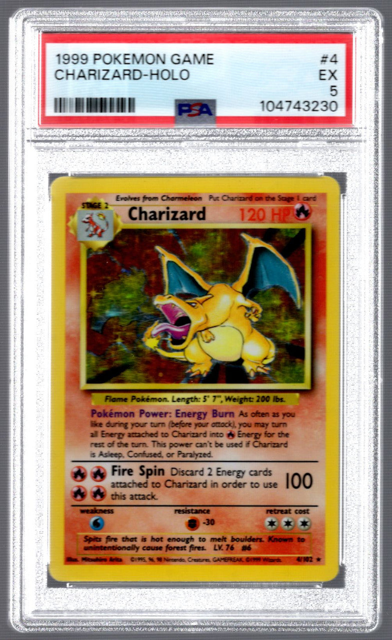 1999 Pokemon Charizard Base Set Unlimited Holo #4 PSA 5 (C)