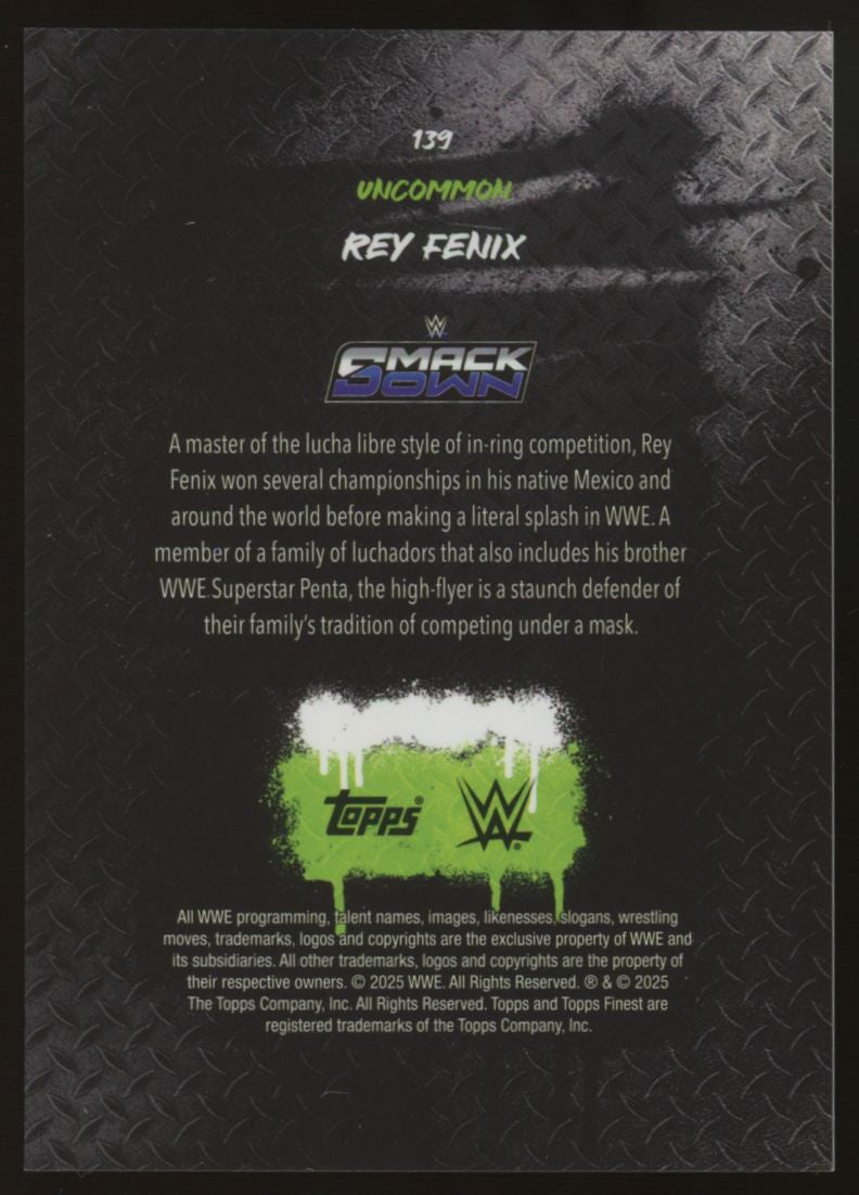 2025 Topps Finest WWE Rey Fenix Uncommon Red Refractor /5 #139