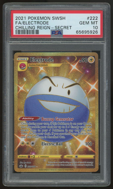2021 Pokemon Electrode Chilling Reign Full Art Secret #222 PSA 10