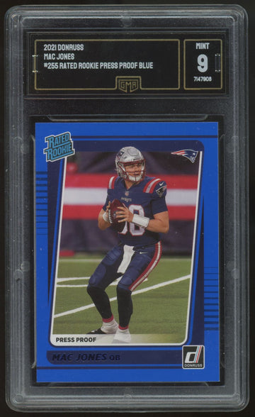 2021 Panini Donruss Mac Jones Rated Rookie Blue Press Proof #255 GMA 9 *908